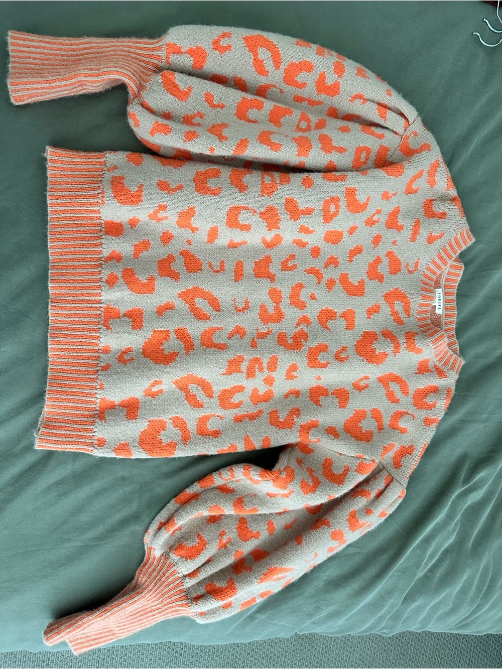 JODIFL Cream Sweater with Orange Leopard Print